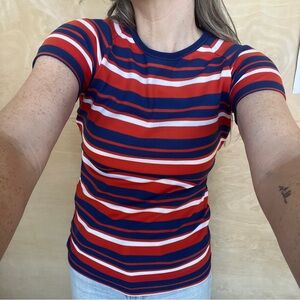 Vintage RUSS stripped crew neck tee Auburn Clemson